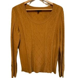 Banana Republic Women's Medium Gold mustard Cable Knit Sweater Casual Classic
